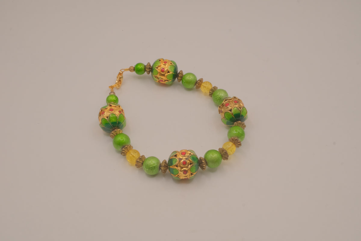 Vintage cloisonné enamel beaded bracelet