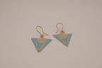 Triangular enamel and wire drop earring