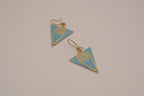 Triangular enamel and wire drop earring