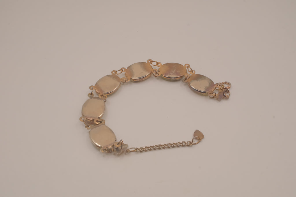Vintage green stone panel link bracelet