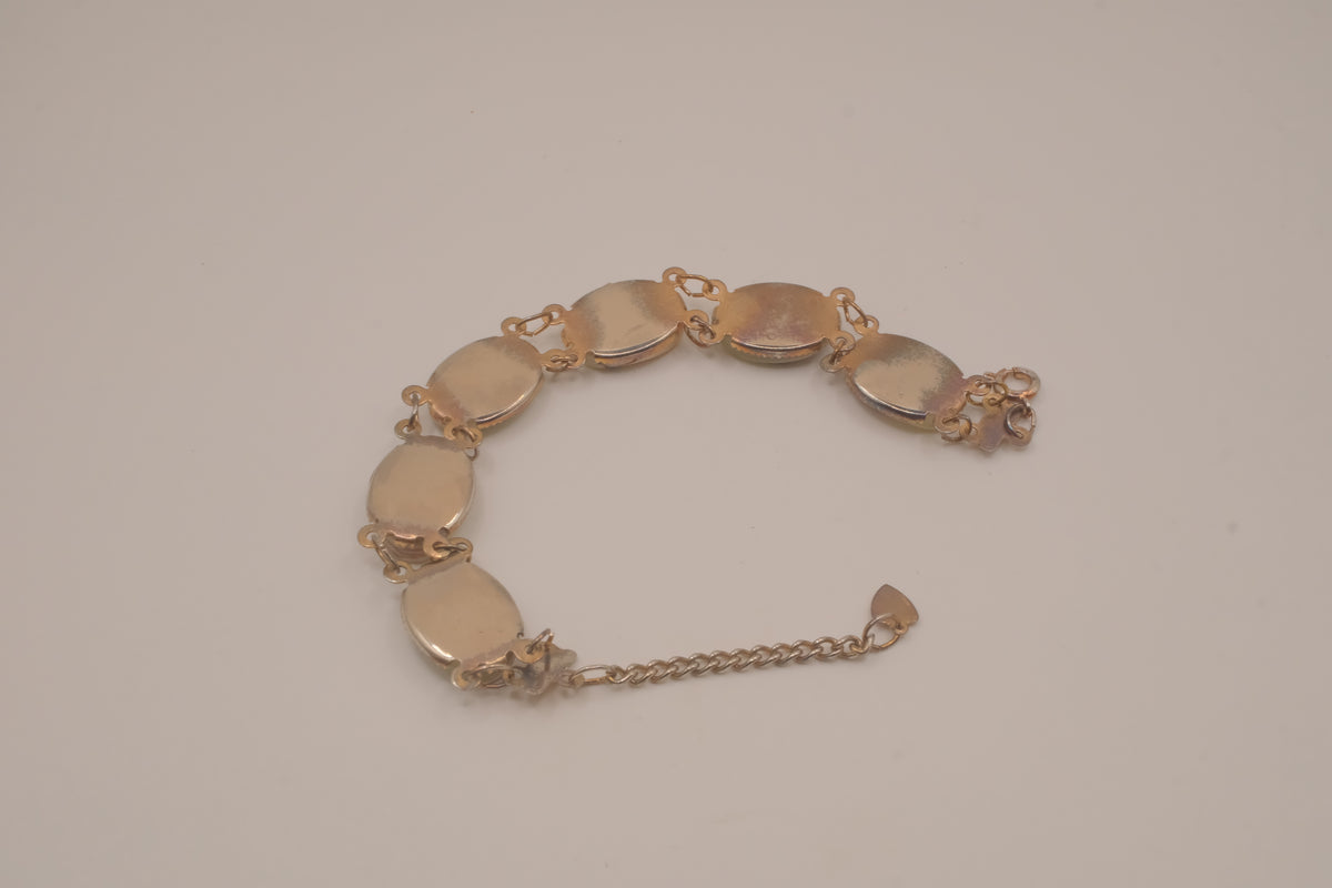 Vintage green stone panel link bracelet