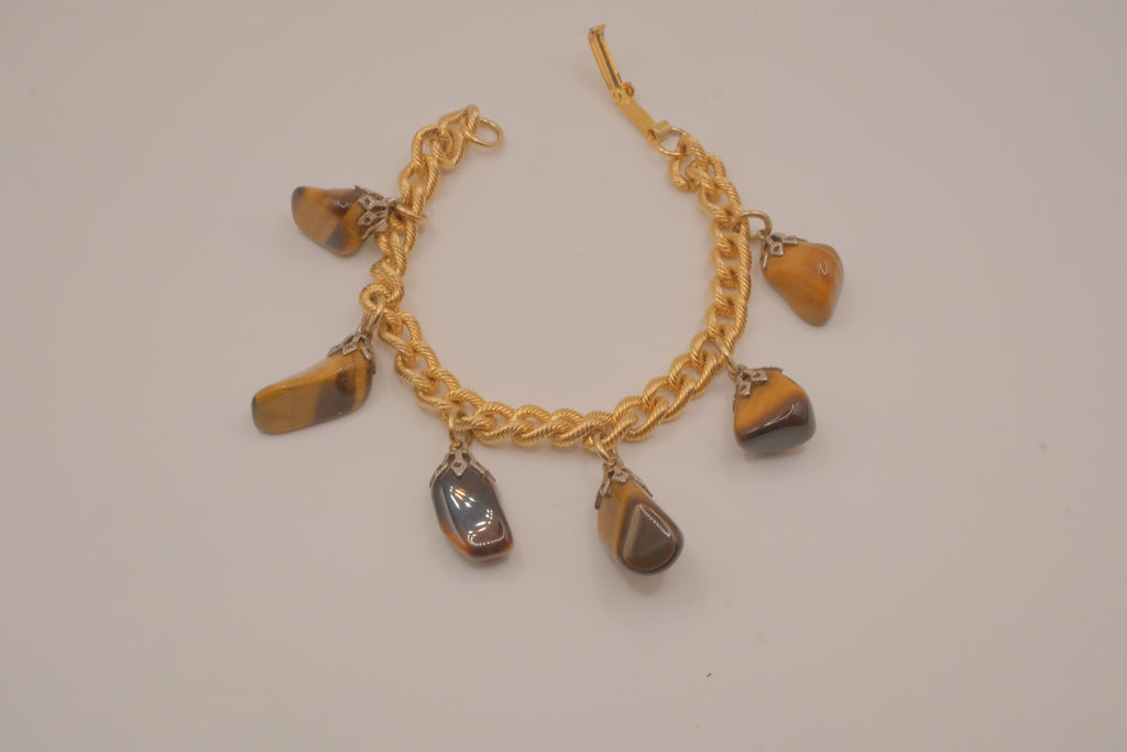 Vintage Tiger's eye charm bracelet