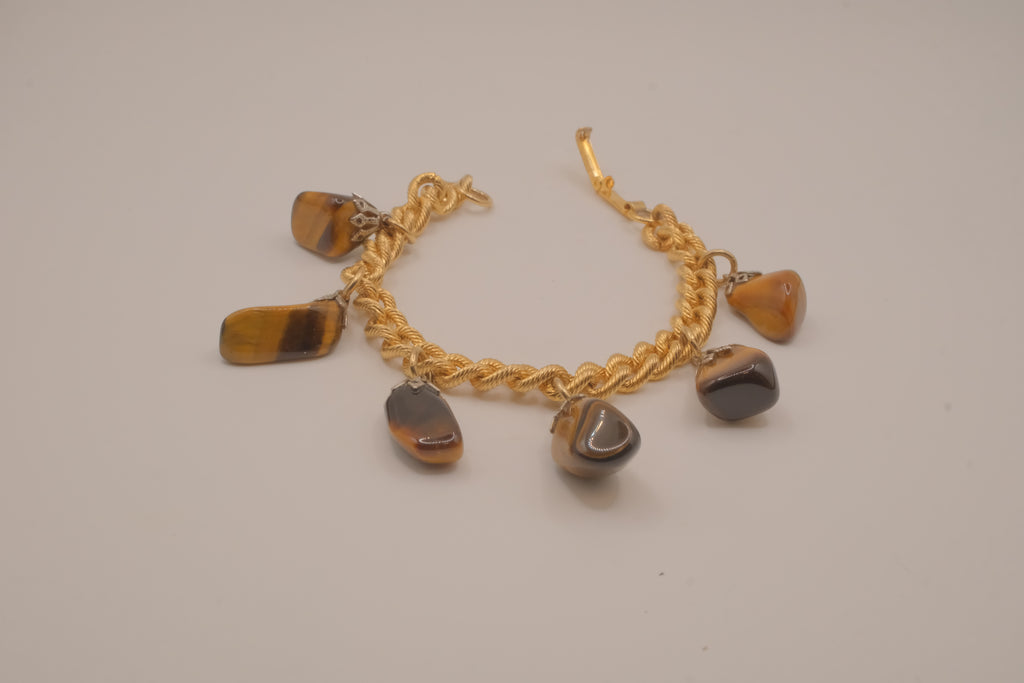 Vintage Tiger's eye charm bracelet