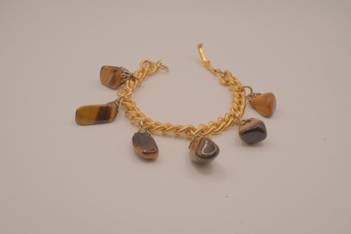 Vintage Tiger's eye charm bracelet