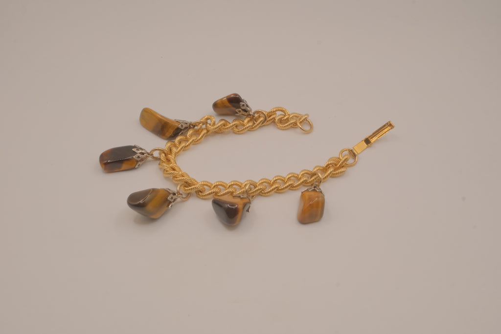 Vintage Tiger's eye charm bracelet