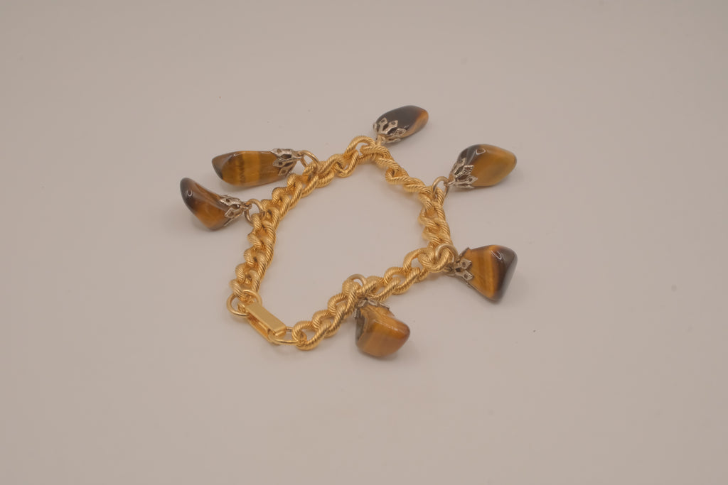 Vintage Tiger's eye charm bracelet