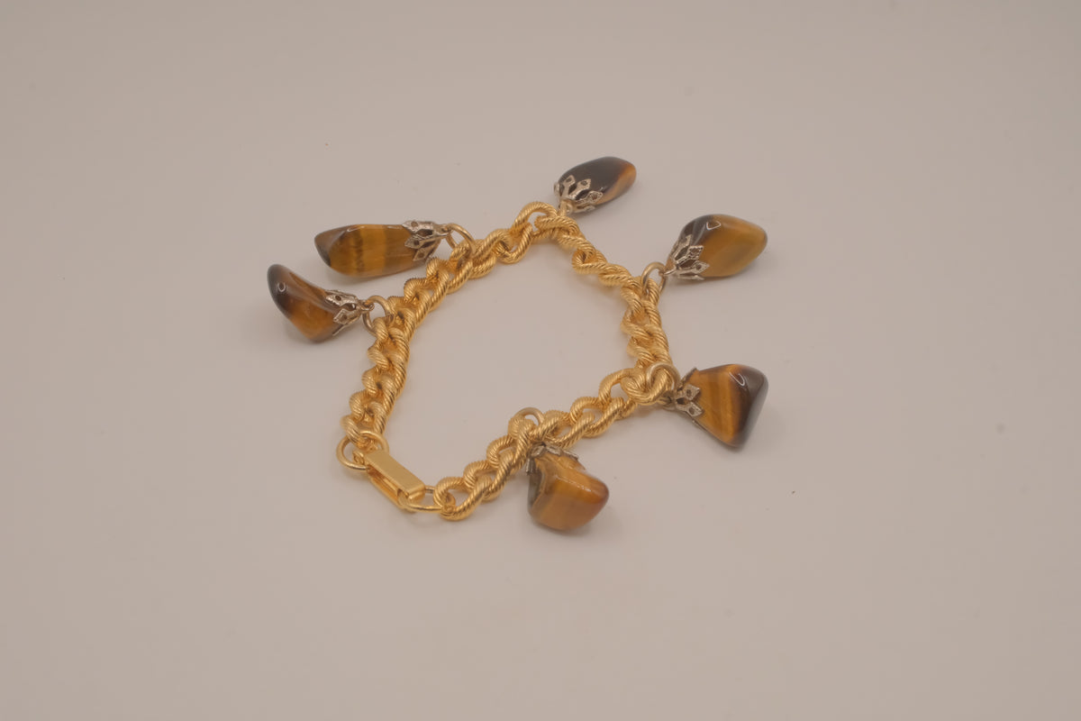 Vintage Tiger's eye charm bracelet