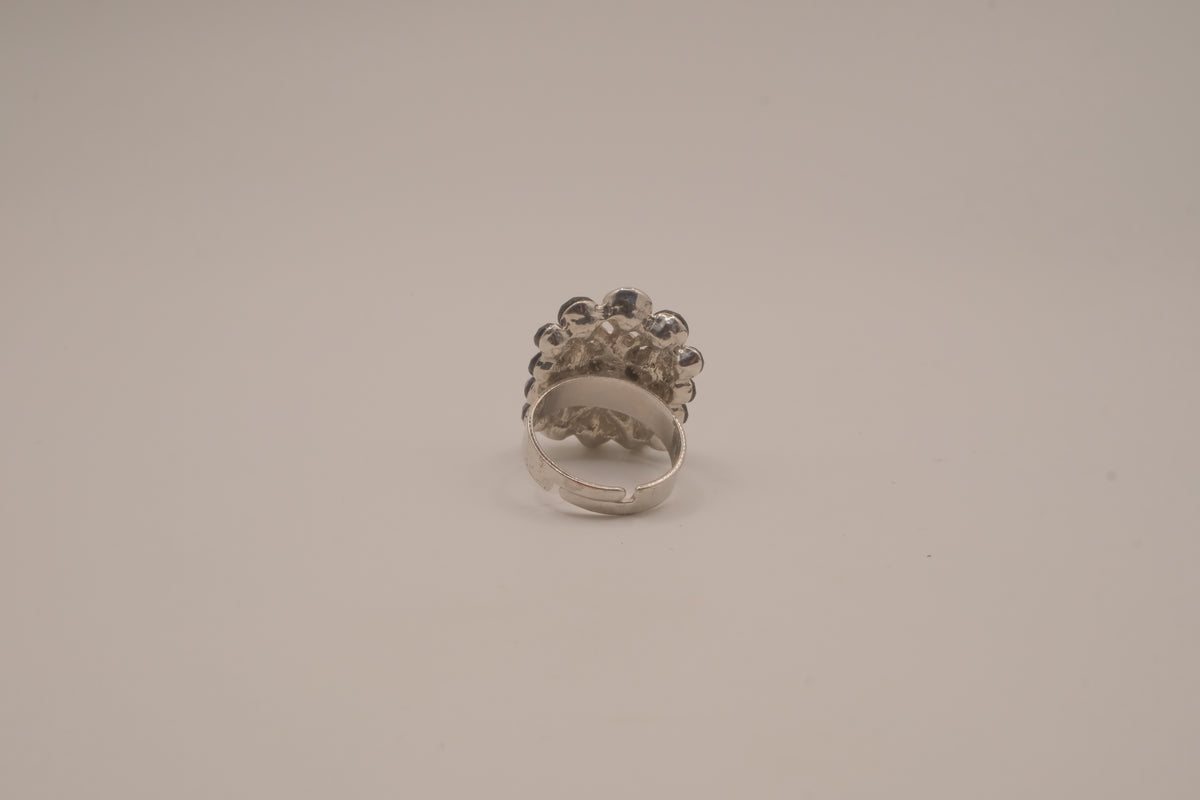Vintage Black rhinestones cluster statement ring
