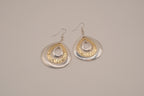 Two-tone layered teardrop dangle earrings