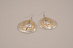 Two-tone layered teardrop dangle earrings