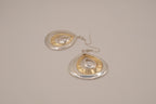 Two-tone layered teardrop dangle earrings