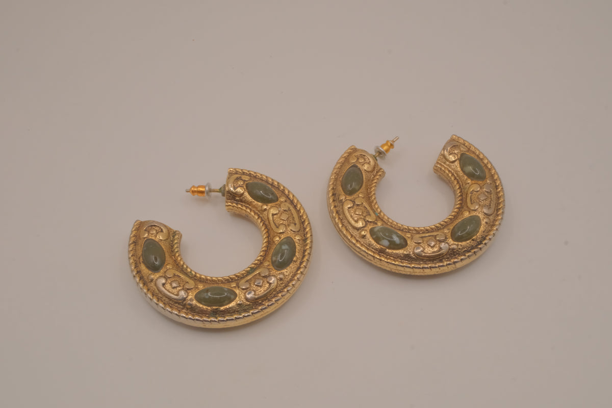 Vintage gold-tone half-hoop earrings