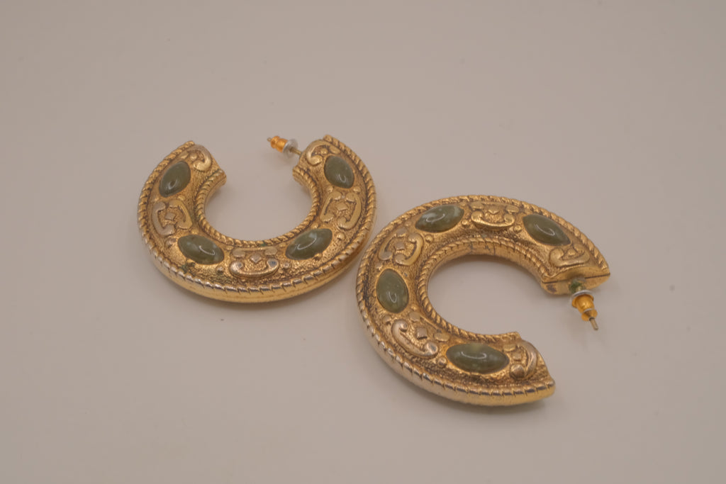 Vintage gold-tone half-hoop earrings