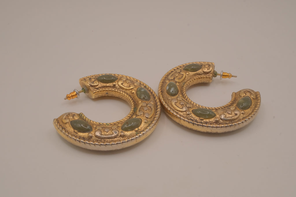 Vintage gold-tone half-hoop earrings