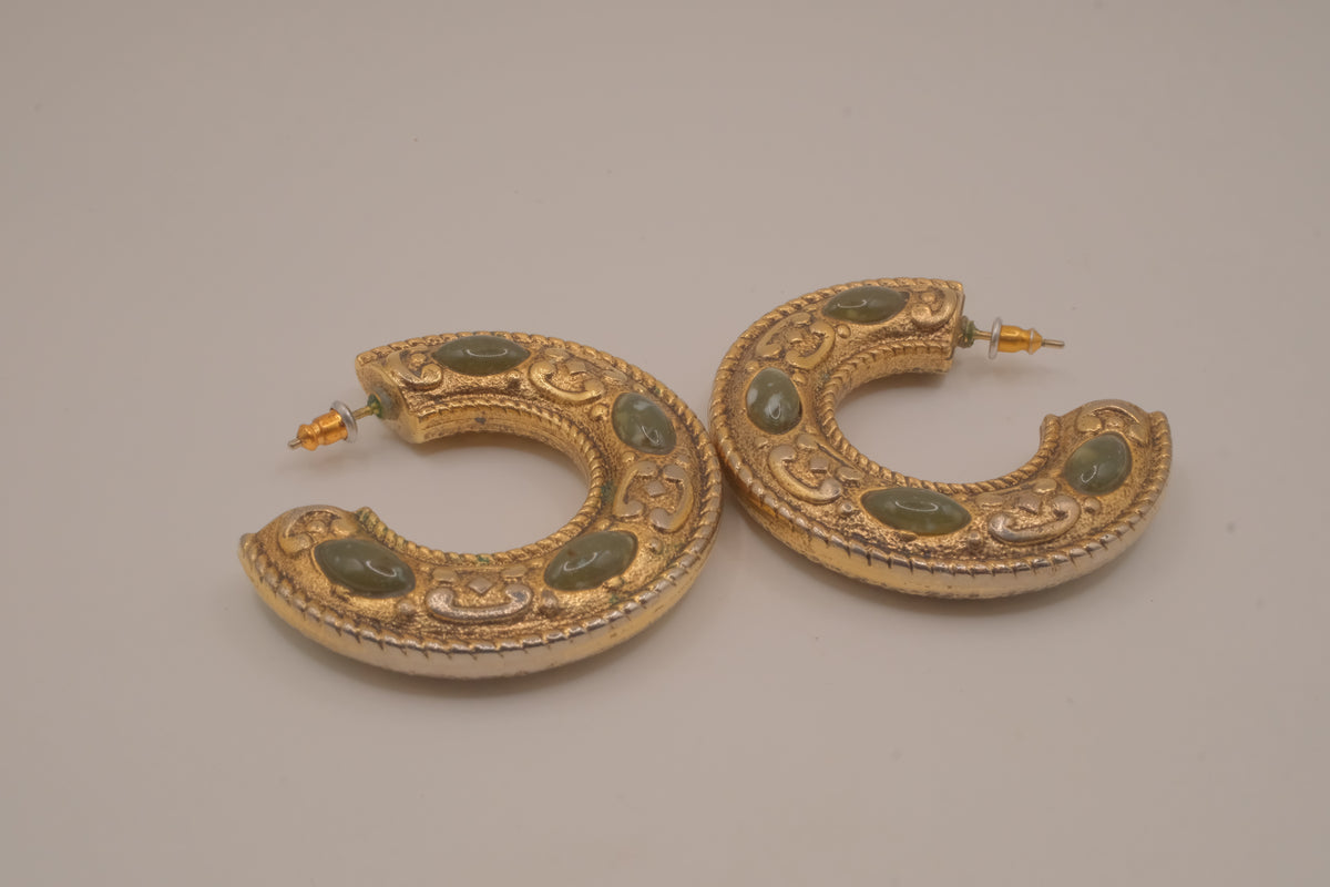 Vintage gold-tone half-hoop earrings