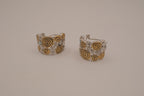 Vintage two-tone huggie hoop earrings