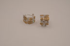 Vintage two-tone huggie hoop earrings