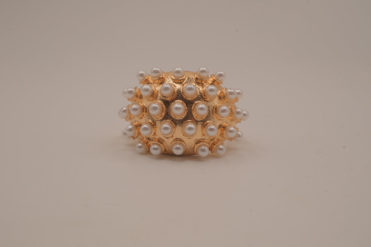 Vintage faux pearl dome cluster ring