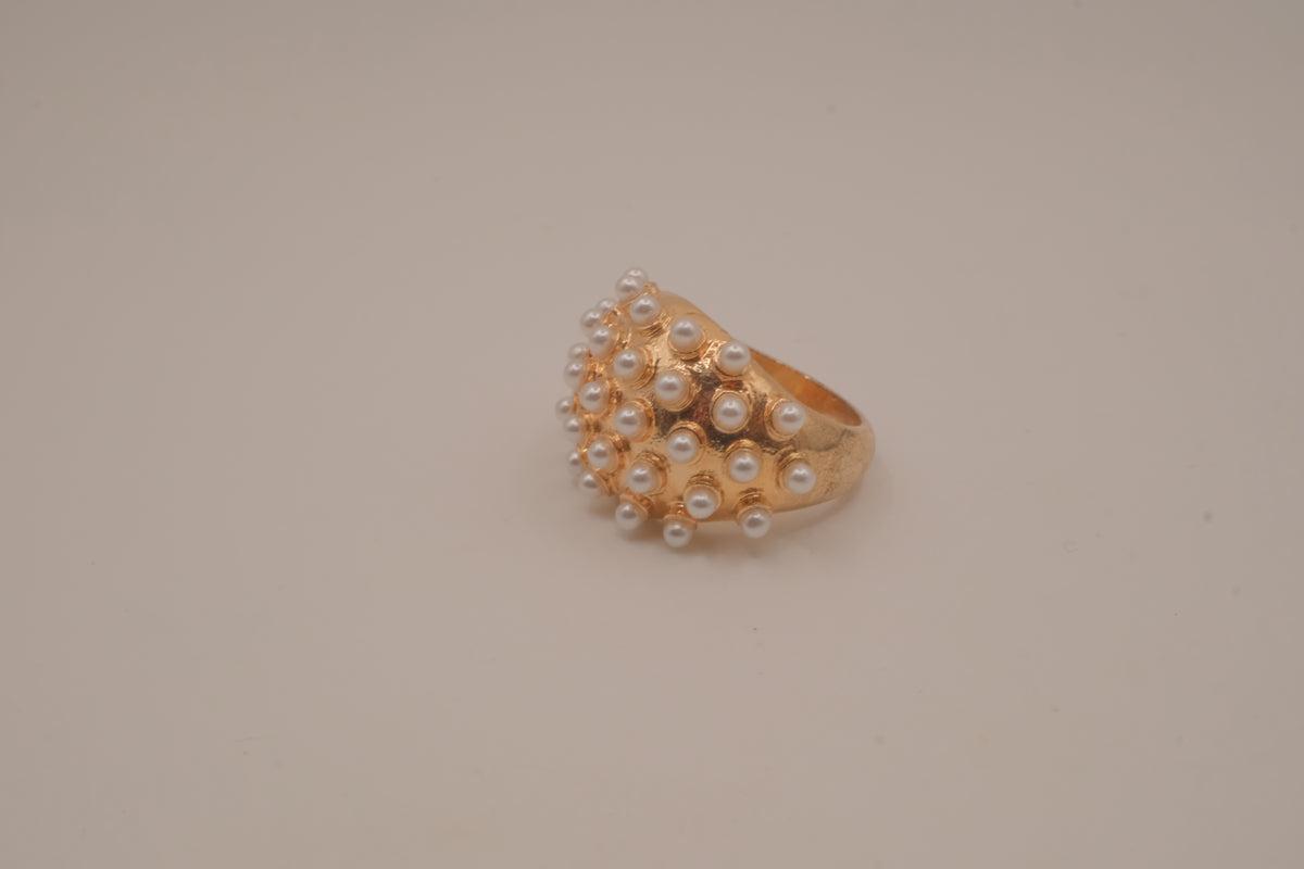 Vintage faux pearl dome cluster ring