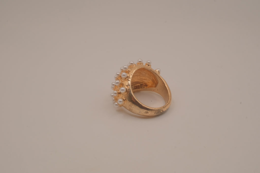 Vintage faux pearl dome cluster ring
