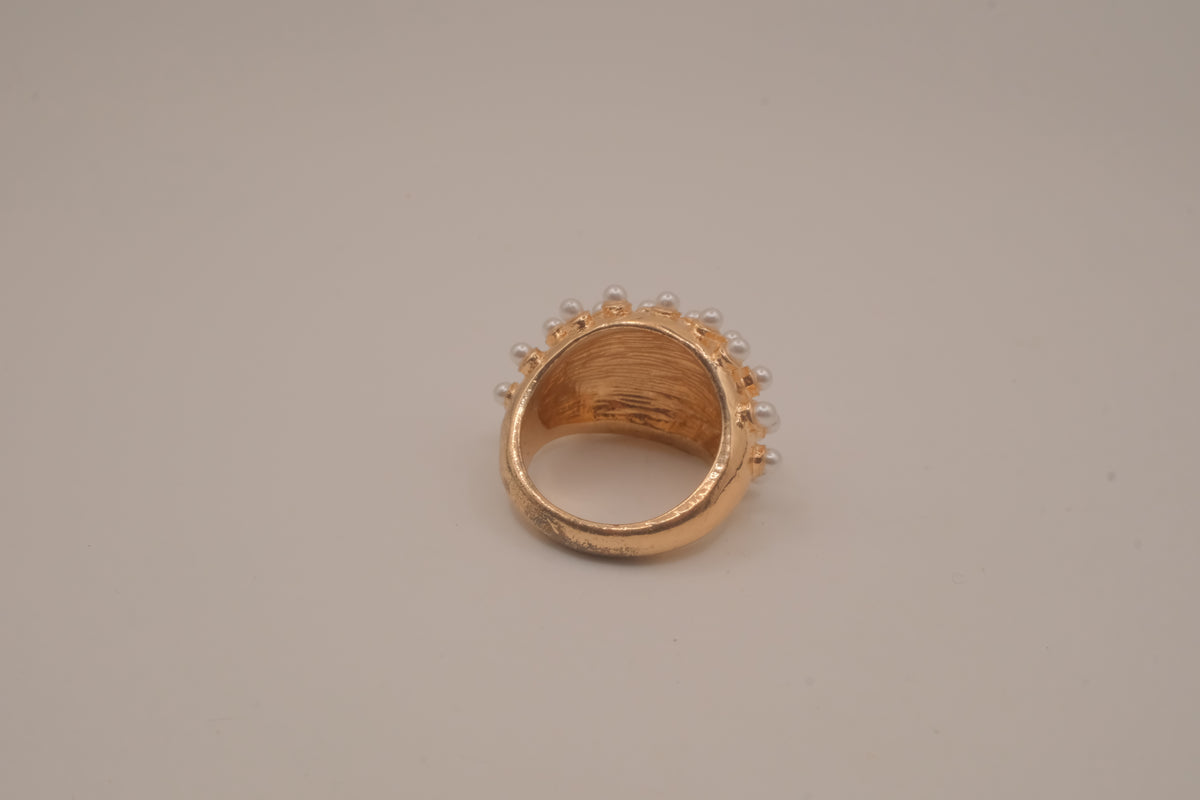 Vintage faux pearl dome cluster ring