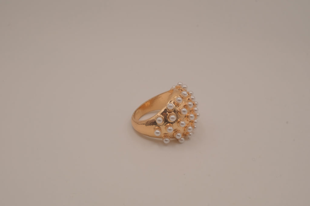 Vintage faux pearl dome cluster ring