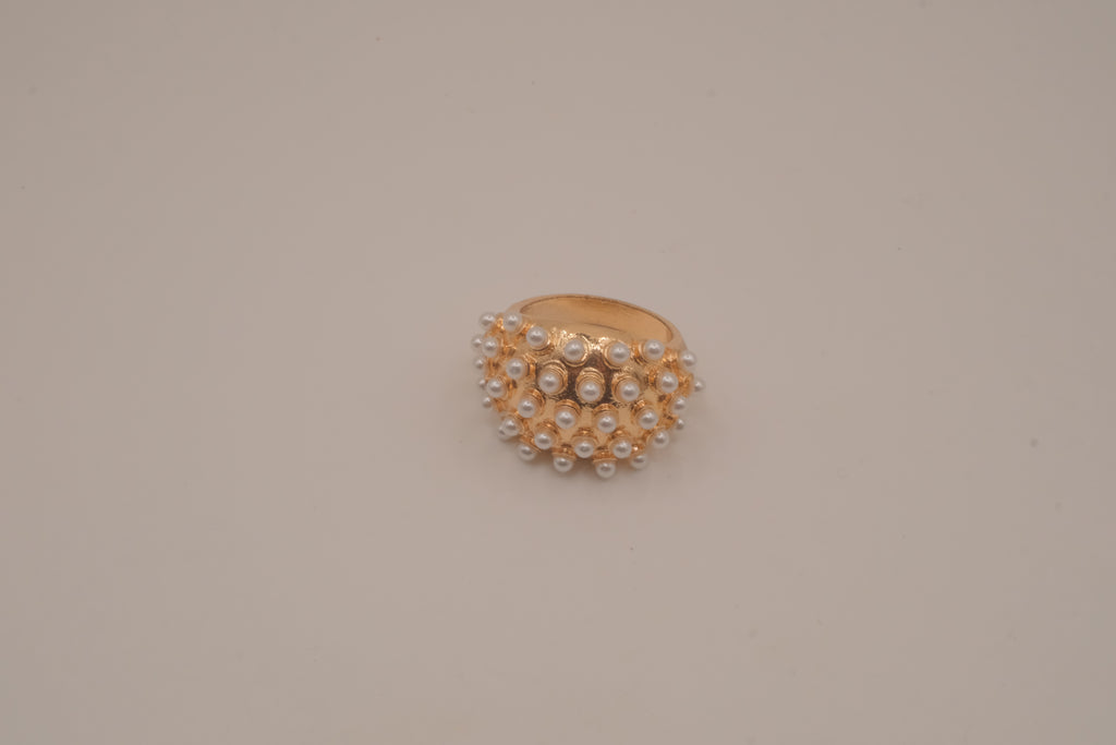 Vintage faux pearl dome cluster ring