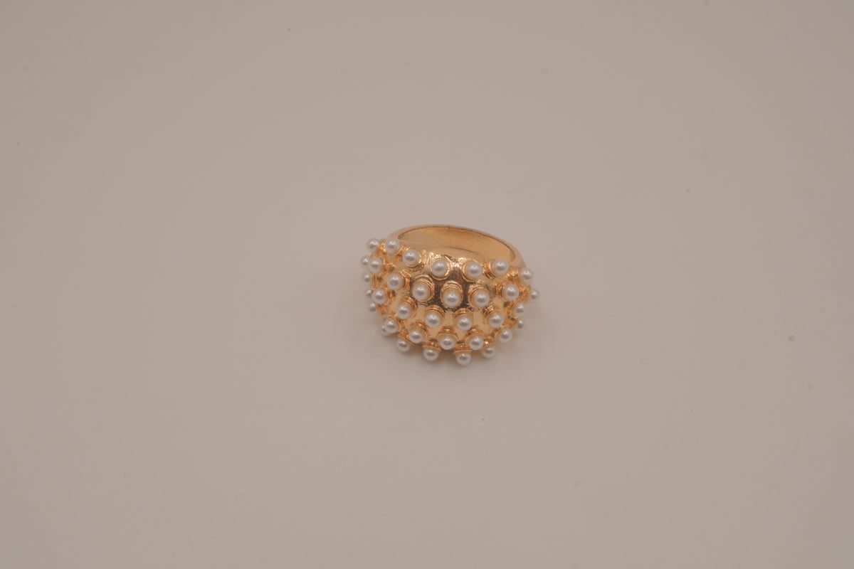 Vintage faux pearl dome cluster ring