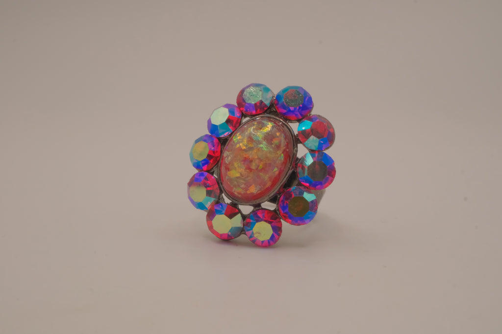 Vintage iridescent cocktail ring