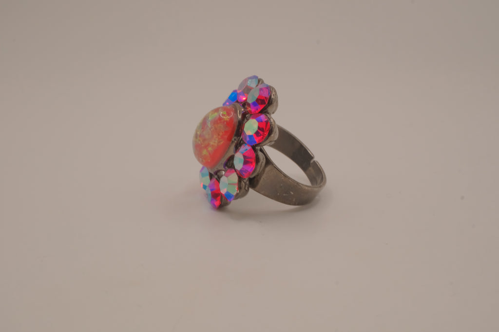 Vintage iridescent cocktail ring