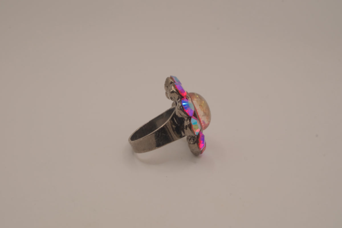 Vintage iridescent cocktail ring