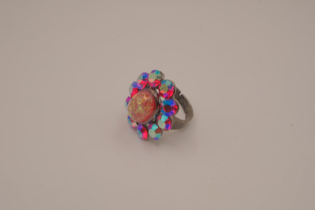 Vintage iridescent cocktail ring