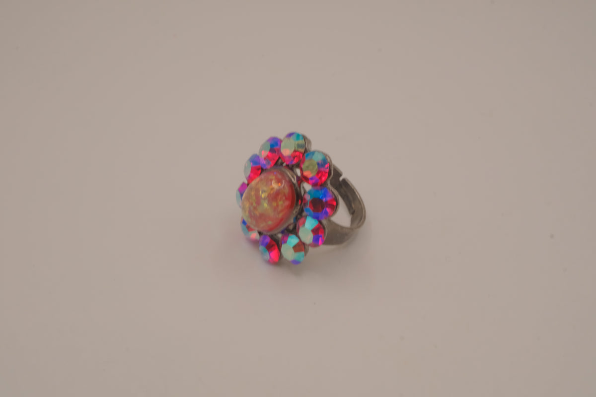 Vintage iridescent cocktail ring