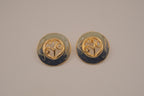 Vintage round enamel stud earrings