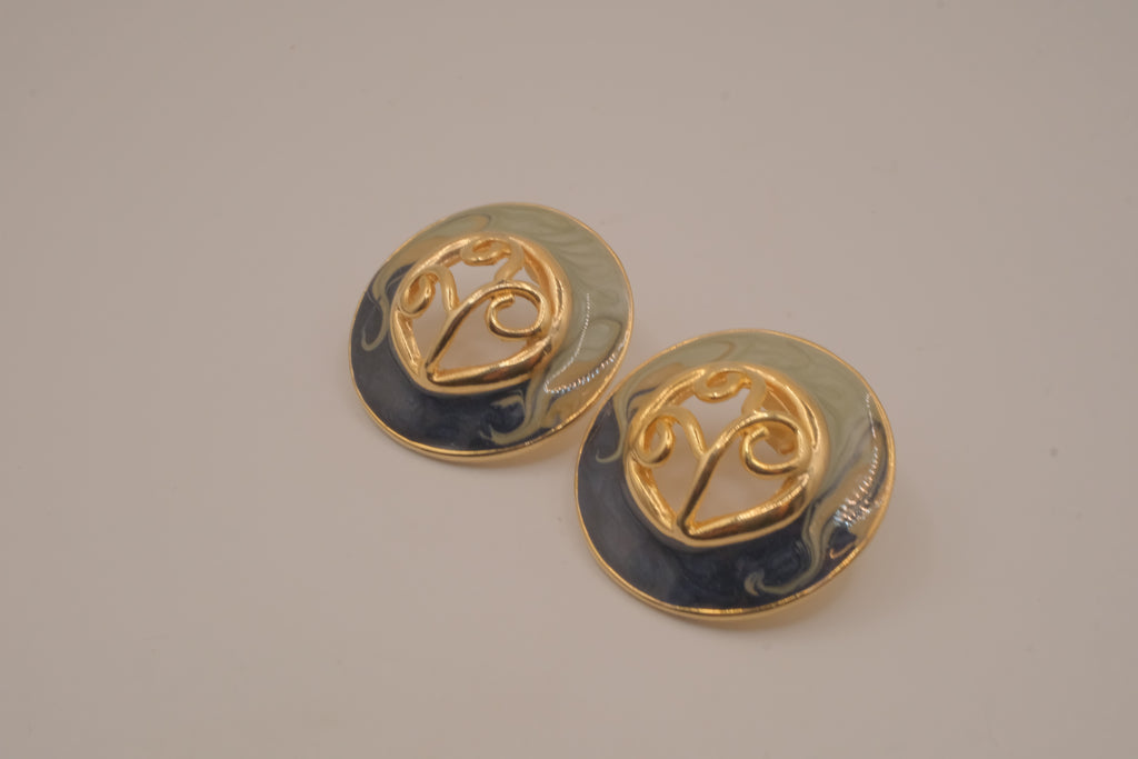 Vintage round enamel stud earrings