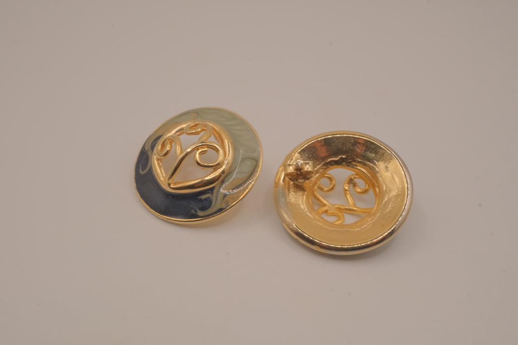 Vintage round enamel stud earrings