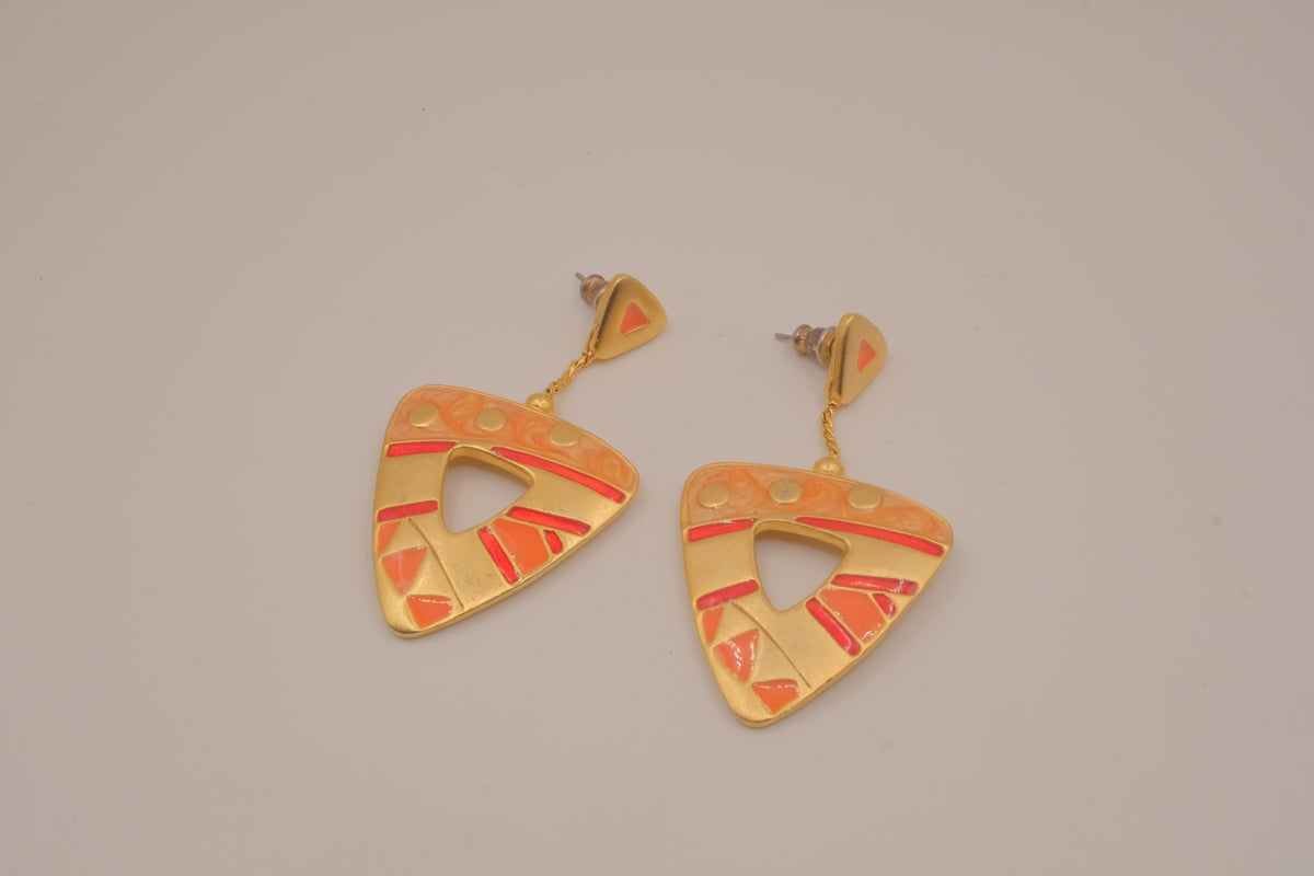 Vintage geometric enamel statement earrings&nbsp;