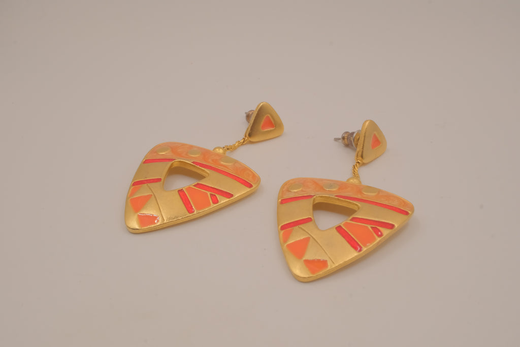 Vintage geometric enamel statement earrings&nbsp;