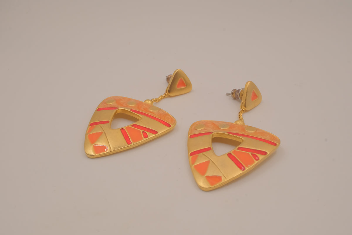 Vintage geometric enamel statement earrings&nbsp;