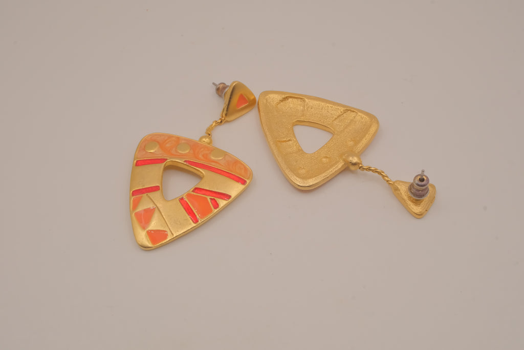 Vintage geometric enamel statement earrings&nbsp;
