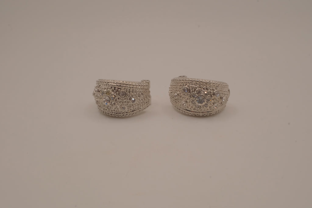 Vintage silver-tone half-hoop earrings
