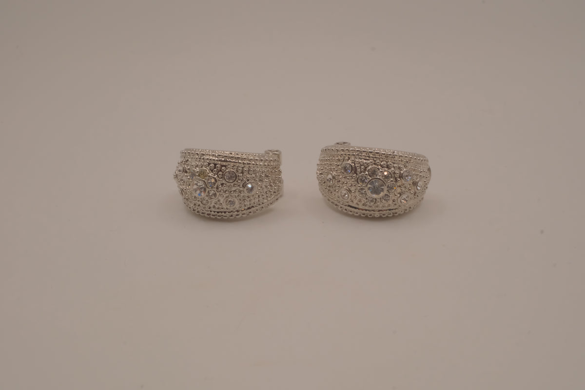 Vintage silver-tone half-hoop earrings