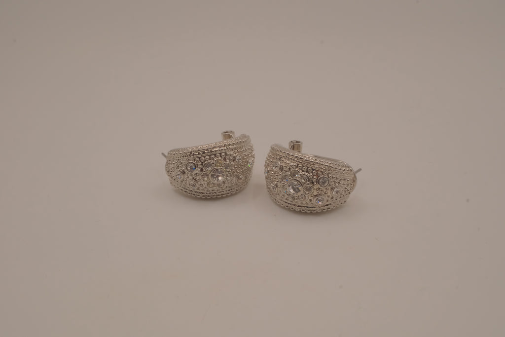 Vintage silver-tone half-hoop earrings