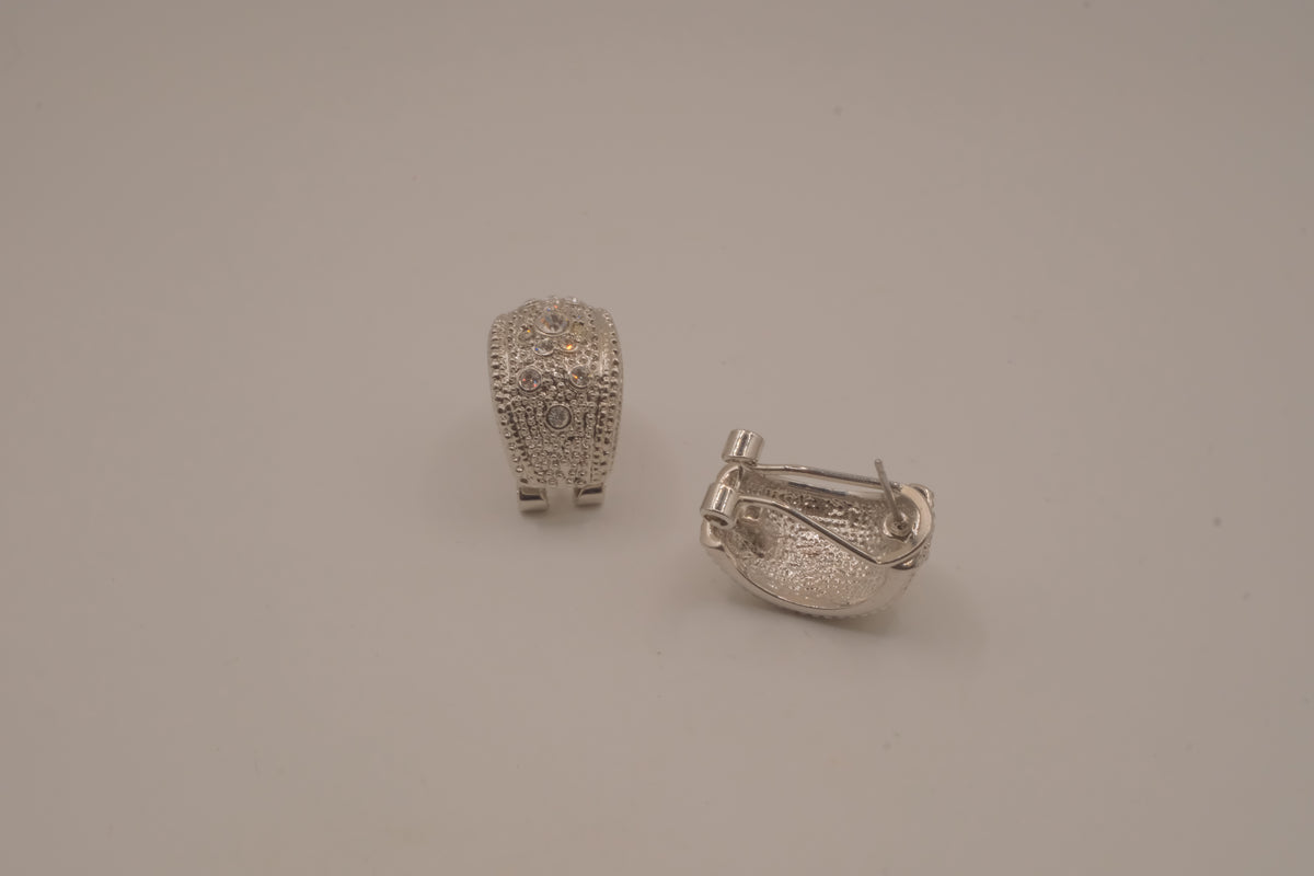 Vintage silver-tone half-hoop earrings
