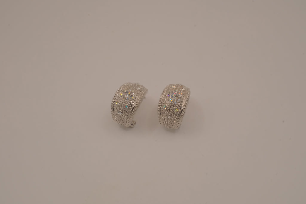Vintage silver-tone half-hoop earrings