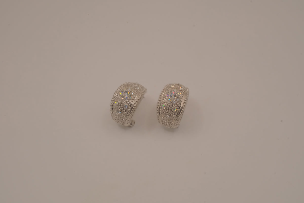 Vintage silver-tone half-hoop earrings
