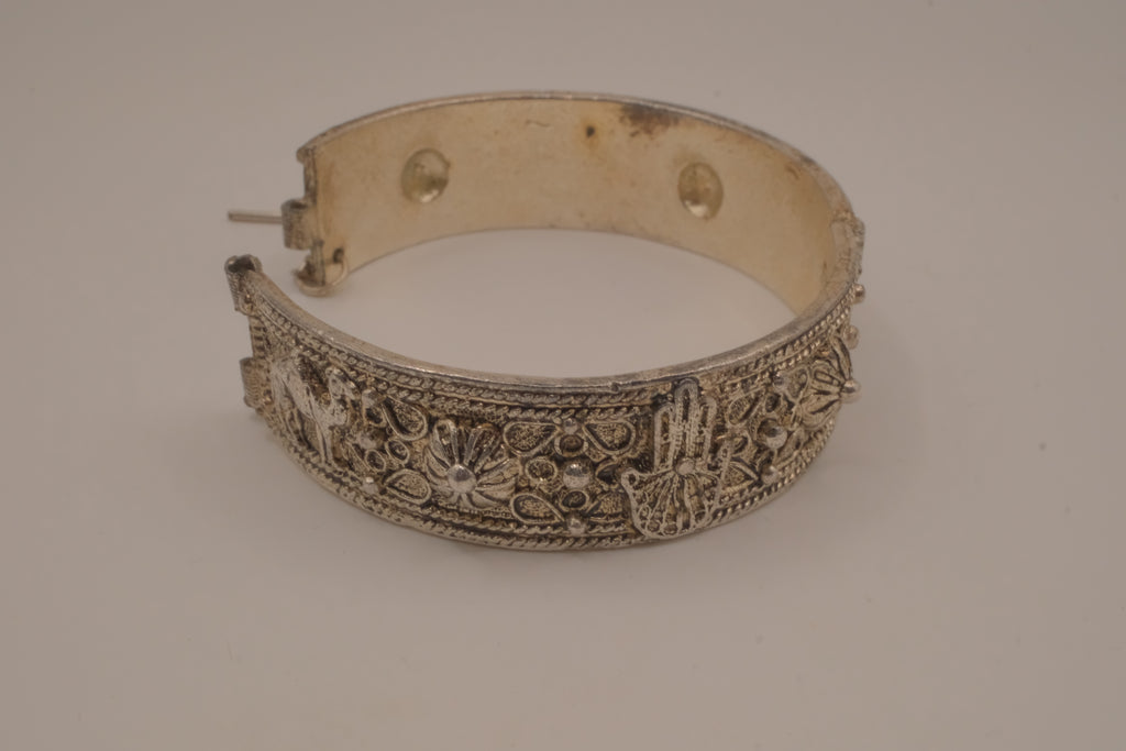 Vintage Hamsa Floral hinged cuff bracelet