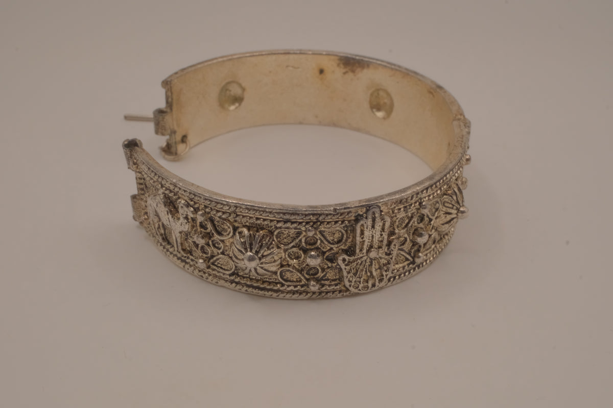Vintage Hamsa Floral hinged cuff bracelet