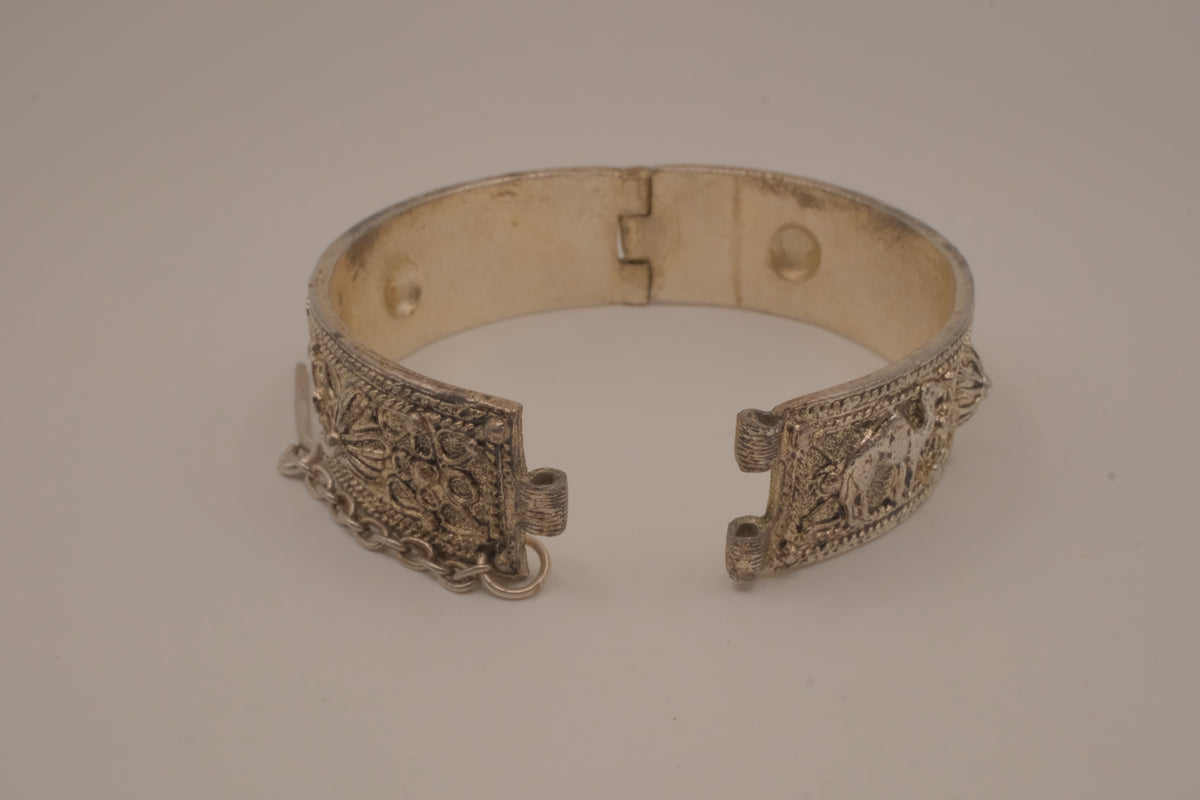 Vintage Hamsa Floral hinged cuff bracelet