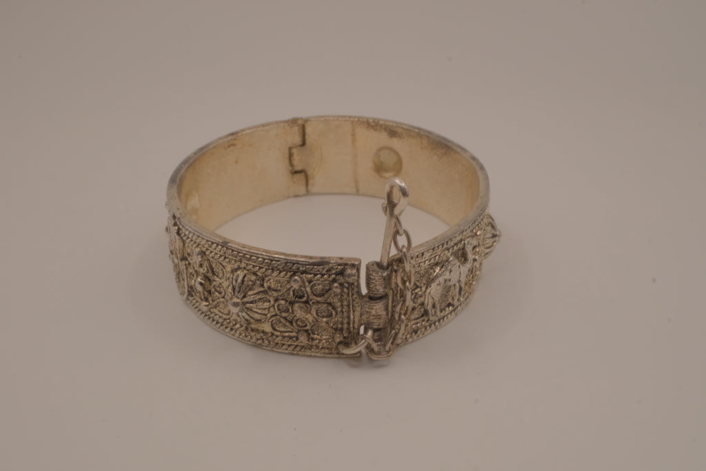 Vintage Hamsa Floral hinged cuff bracelet